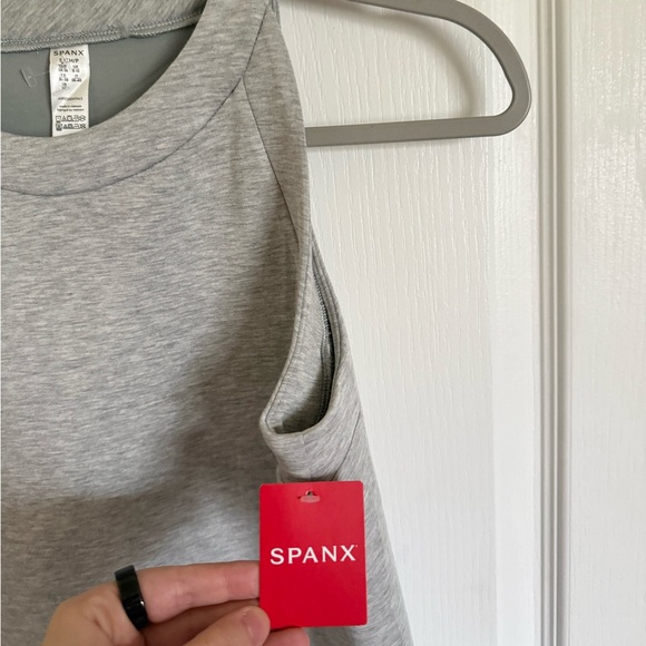 SPANX NEW Air Essentials Side Stripe Midi Dress in Light Grey Heather - Picture 5 of 9